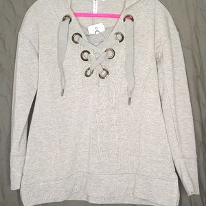 Grey hoodie with tie front